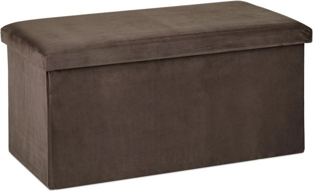 Relaxdays Sitzbank aus Samt in Braun mit Stauraum, faltbar, B/T/H: 77 x 39 x 38 cm - Bild 1