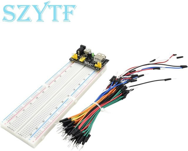 SZYTF Breadboard-Prototyping-Kit mit MB102 Leistungsmodul 3,3 V 5 V, 830 Punkte lötfreies Breadboard und 65 flexiblen Überbrückungsdrähten in Multicolor - Bild 1