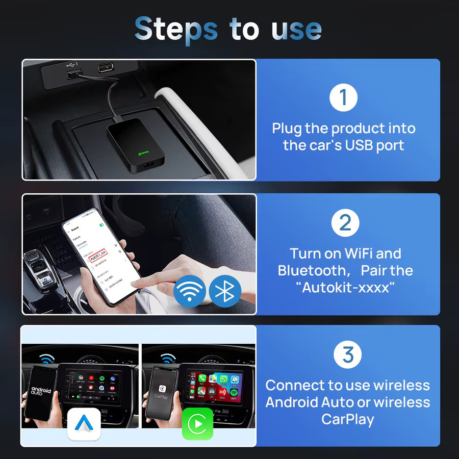 Carlinkit Wireless CarPlay und Android Auto Adapter Mini SE Pro in Schwarz mit 2,4 GHz und 5,8 GHz WiFi für Apple iPhone und Android Geräte - Bild 6