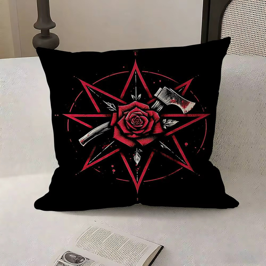 4-teiliges Set 52TOYS Kissenbezüge aus Plüsch mit floralem Rosenmuster in Schwarz und Rot, quadratisch, B/T/H: 40 x 40 x 40 cm - Bild 6