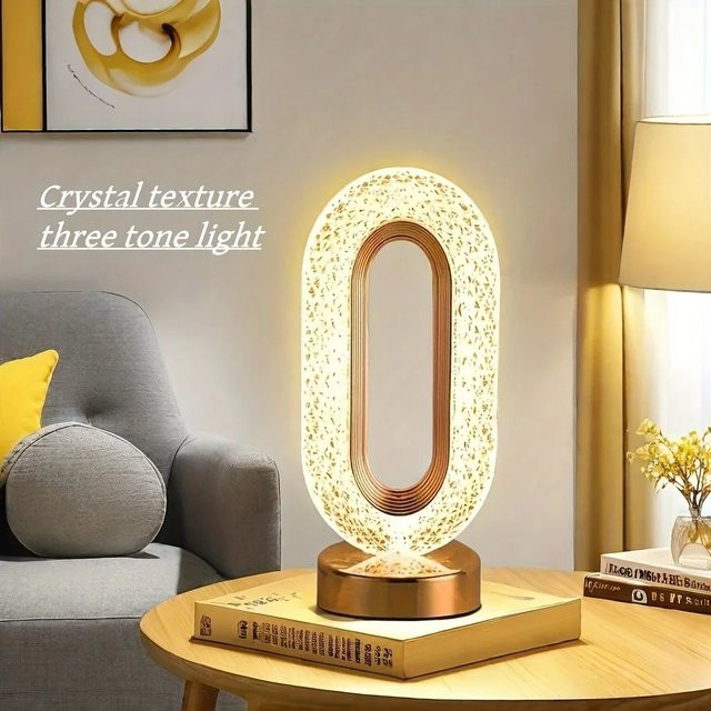 GGbingo 3D Track Kristall Tischlampe mit USB-Anschluss, Transparent/Gold, B/T/H: 26,0 x 10,0 x 10,0 cm - Bild 1