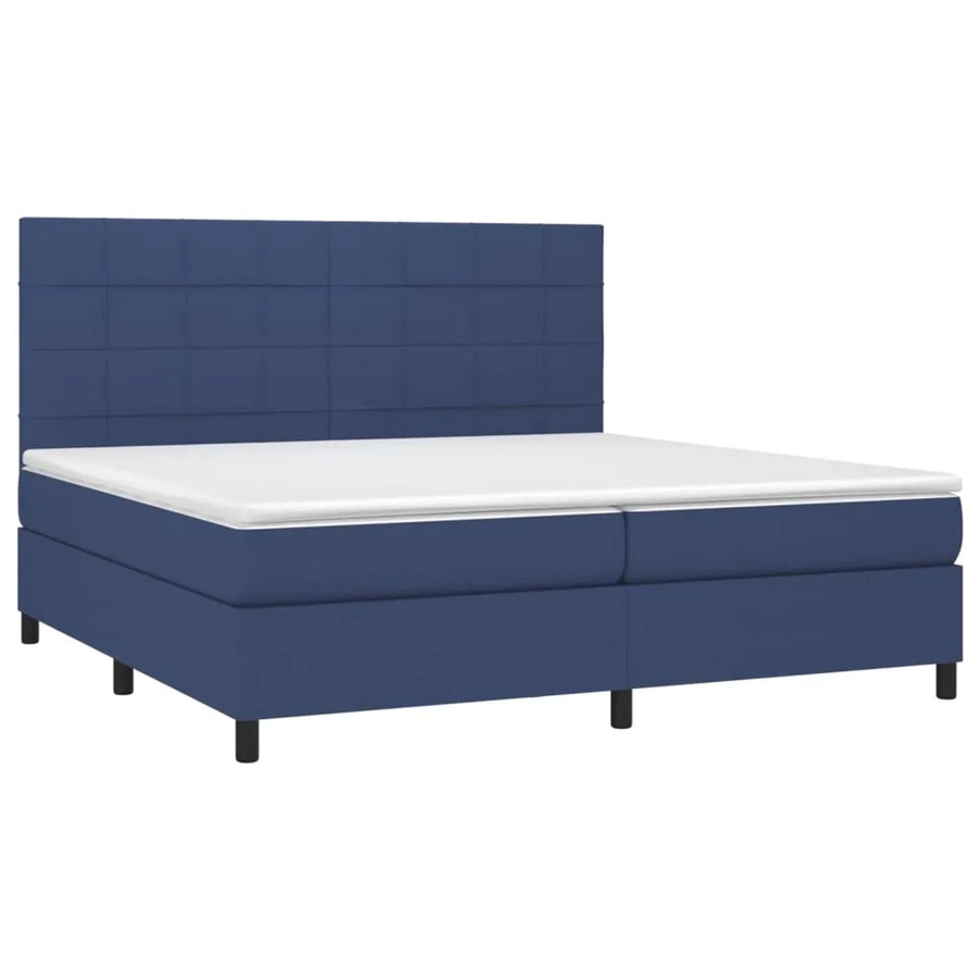 vidaXL Boxspringbett Hybrid mit Matratze und LED-Unterbettbeleuchtung in Blau und Weiß, B/T/H: 200 x 200 x 128 cm - Bild 2