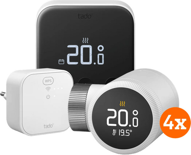 Tado Smart-Thermostat X Starterset mit 4 Thermostatköpfen Matter White - Bild 1