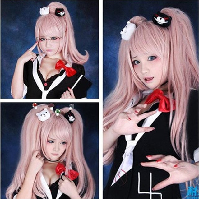 HAIRJOY Cosplay-Perücke, Rosa, Lange Gerade Doppelte Zöpfe - Bild 1