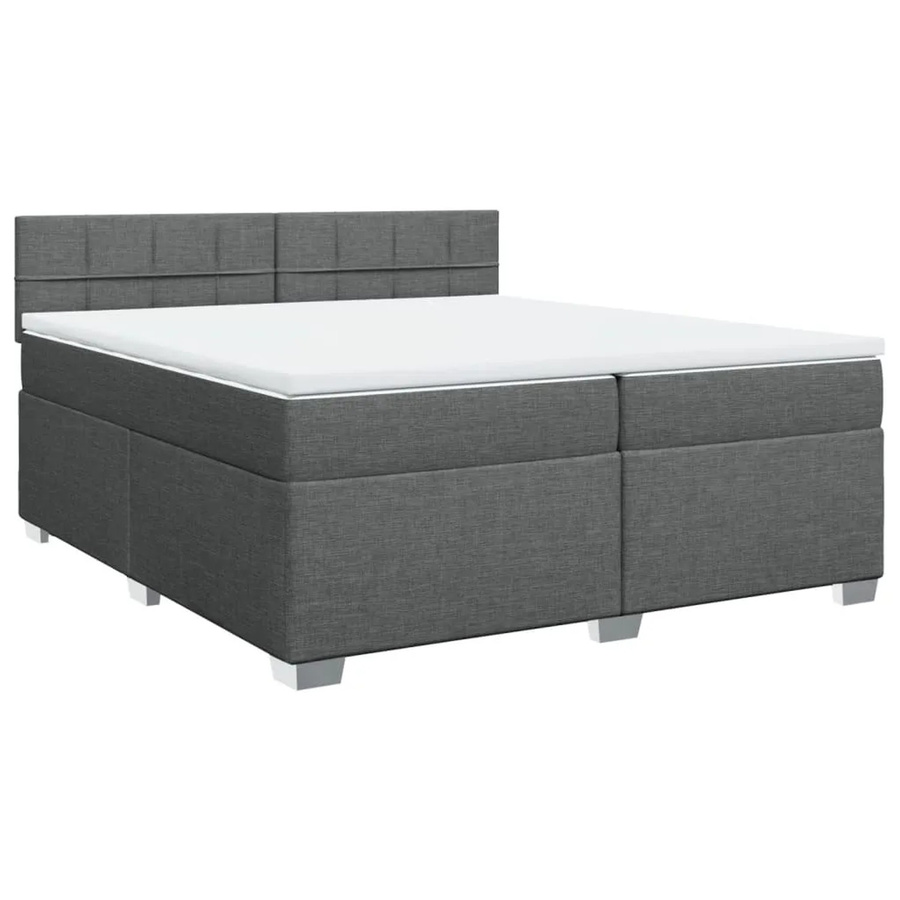 vidaXL Boxspringbett mit Matratze Hybrid Dunkelgrau und Weiß B/T/H: 200 x 200 x 100,5 cm - Bild 2