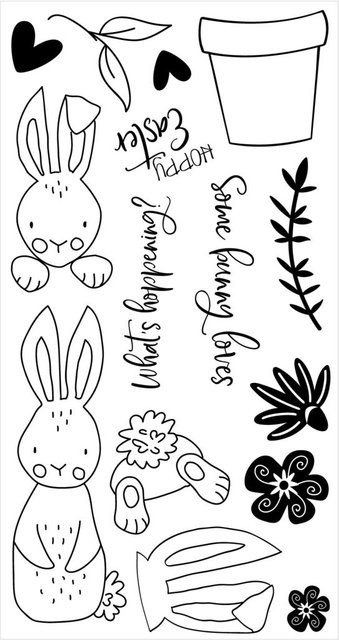 Sizzix Clear Stamps Set Catherine Pooler Bunny Bits & Blooms - Bild 1