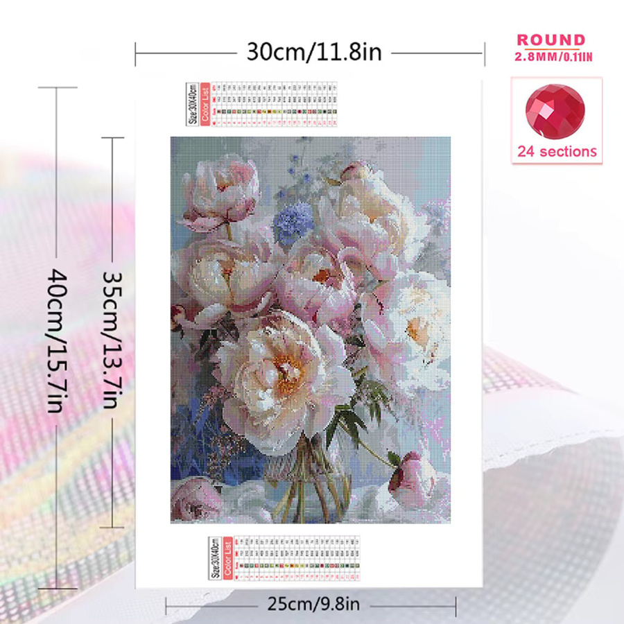 Momoart Diamant-Mosaik DIY-Set Pfingstrose Wandkunst in Multicolour, B/H: 30,0 x 20,0 cm - Bild 2