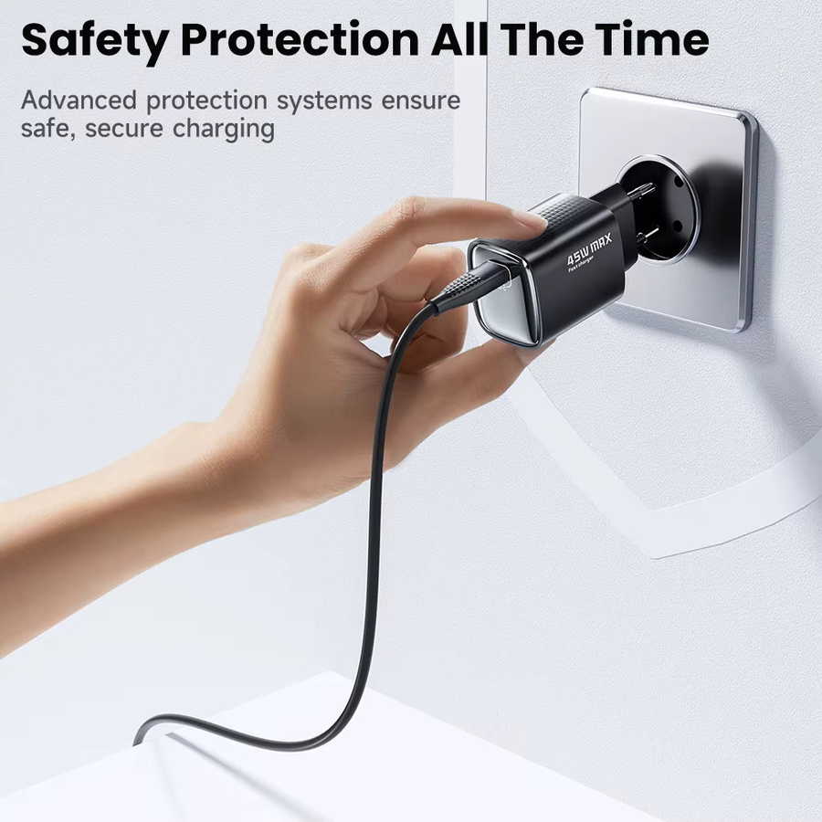 Toocki 45 W GaN USB Ladegerät mit PD und QC3.0 Schnellladung, USB-C Typ C Ladegerät in Schwarz für Samsung und iPhone - Bild 3
