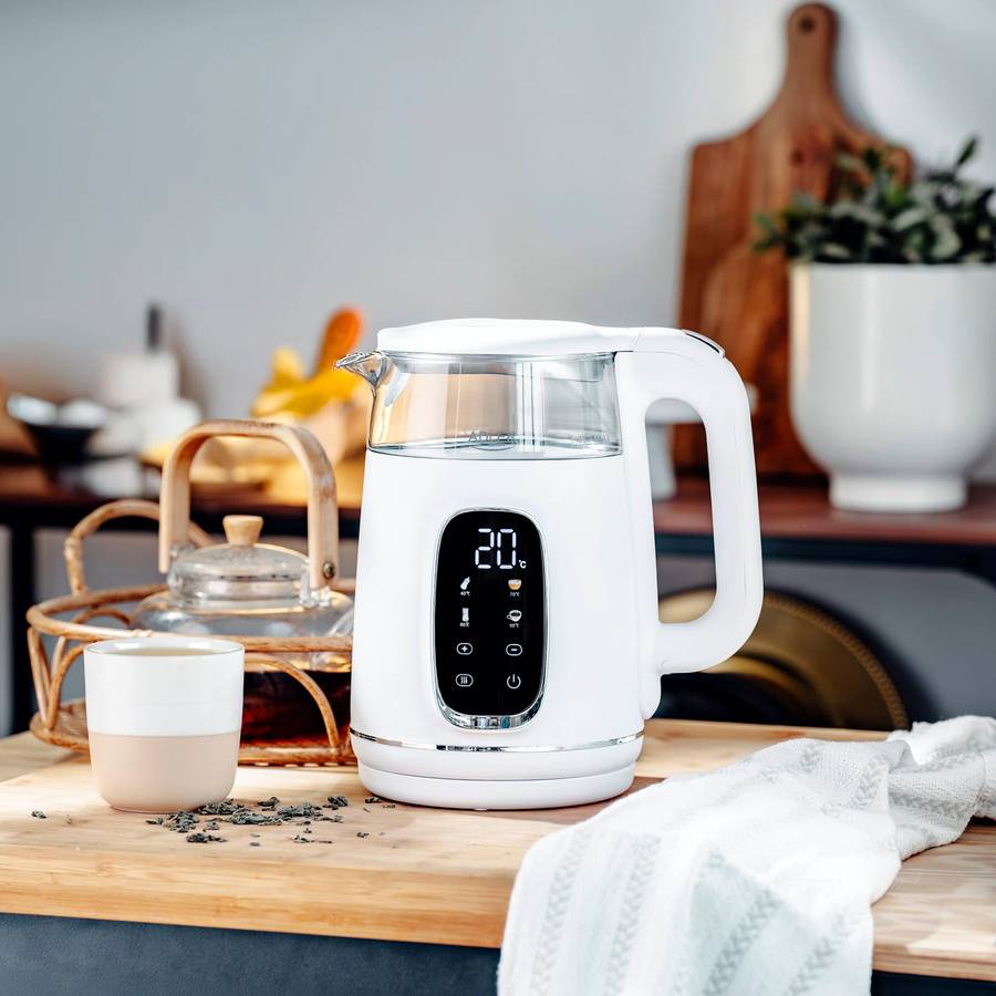 Aeg Wasserkocher aus Glas in Weiß mit 1,7 l Fassungsvermögen, 220 W Leistung, manueller Temperatureinstellung und Temperaturwartungsfunktion - Bild 3