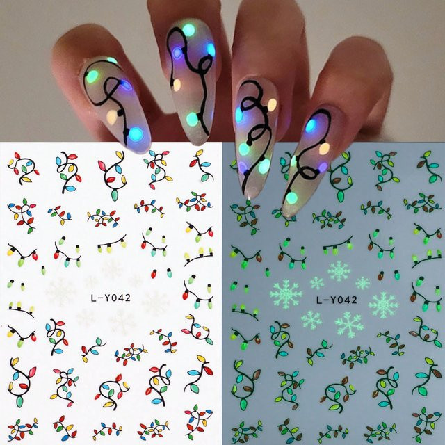 DUTRIEUX Nail Art Aufkleber, Schneeflocke, Leuchtend im Dunkeln, Unisex - Bild 1