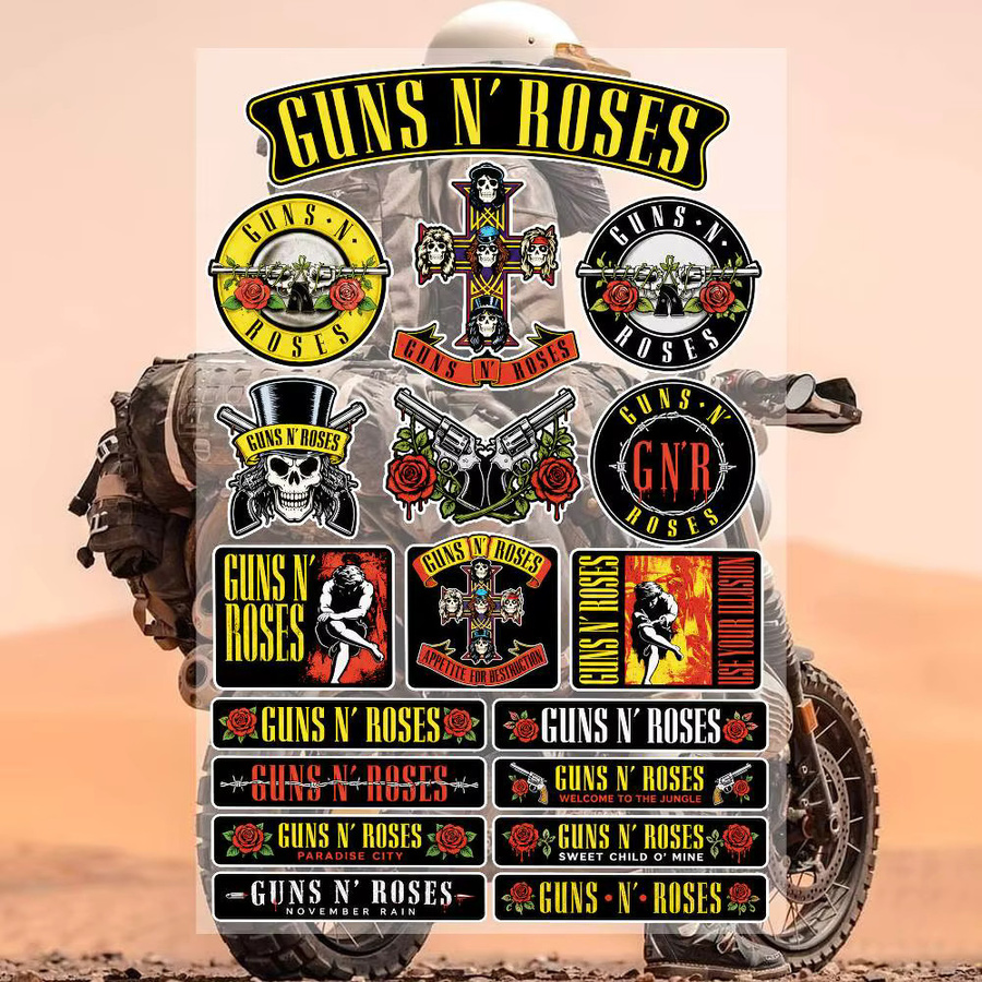 G-Guns N' Roses Ästhetische Graffiti-Aufkleber aus wasserfestem PVC in Multicolour für Motorrad, Skateboard, Auto und DIY-Dekoration - Bild 2