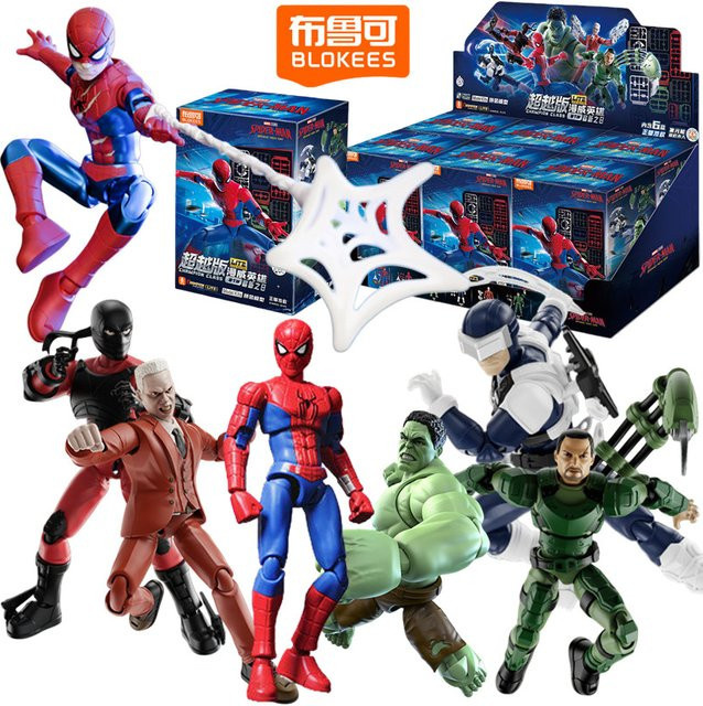 BLOKEES Marvel Spider-Man Gwen Stacy Venom Doctor Octopus Miles Morales Hulk, Anime-Figur Modell Blind Box, ab 6 Jahren - Bild 1