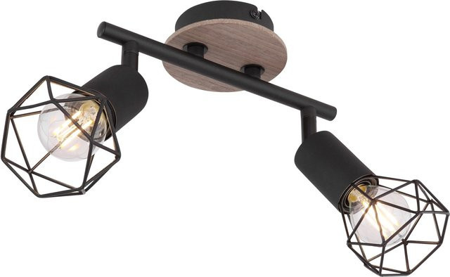 Globo Spots Xara I 2er Set Deckenstrahler aus schwarzem Metall und Holz - Bild 1