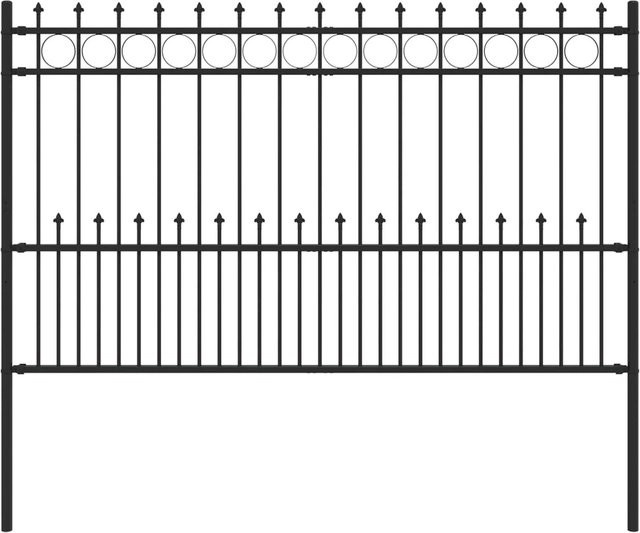 vidaXL Spike-Ringzaun aus pulverbeschichtetem Stahl in Schwarz, B: 200 cm, H: 130 cm - Bild 1