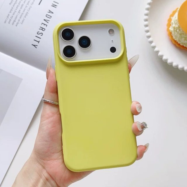 Weiche Flüssigsilikon-Schutzhülle für Apple iPhone 12 13 14 15 16 17 Pro Max Plus in Grün und Gelb - Bild 1
