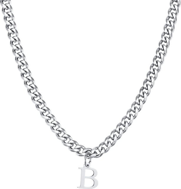 Vnox Buchstabenkette, Edelstahl, Cubanische Kette, Unisex, white - Bild 1