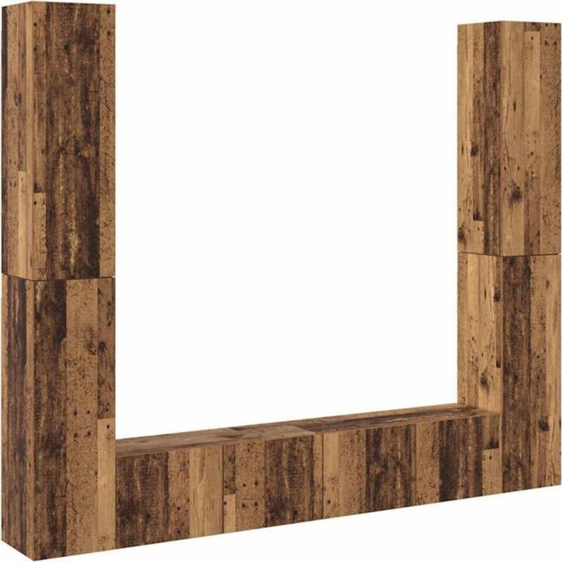 6er Set Vidaxl TV-Wandschränke in Altholz-Optik Braun im Industrial Design mit Drehtüren aus Holzwerkstoff - Bild 1