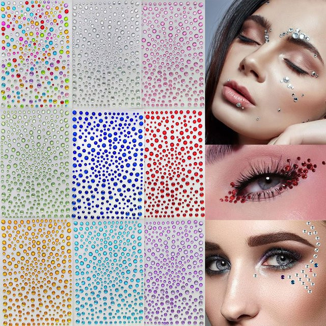Make-up Strass Aufkleber, bunte Augen Schmuck, wasserdicht, Damen - Bild 1