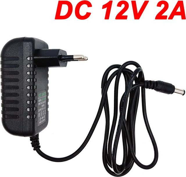 Universal Netzadapter 12V DC mit EU-Stecker, AC 100-240V Eingang, Schwarz - Bild 1