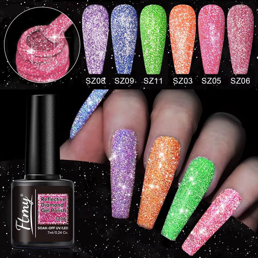 FTMY Glitzer-Gel-Nagellack-Set, glänzend, 10er-Set - Bild 4