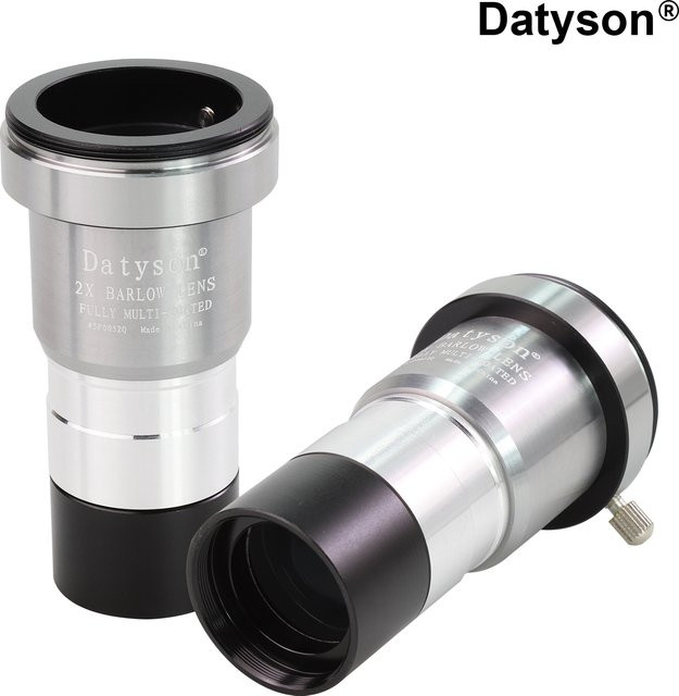 Datyson 5P0052Q 2X Barlow-Linse 1,25 Zoll in Silber mit mehrfach beschichtetem Metallgehäuse für Teleskop-Okular-Astronomie - Bild 1