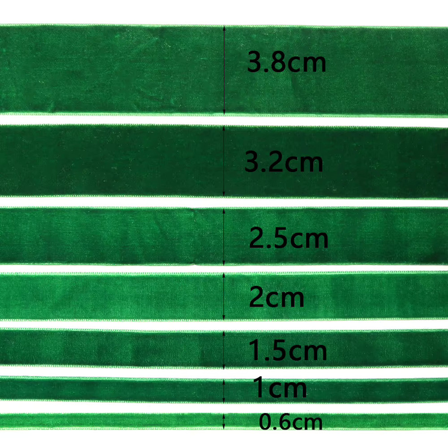 Dunkelgrünes Samtband für Weihnachtsdekoration und DIY-Geschenkverpackungen, Breite: 6 mm bis 38 mm - Bild 2
