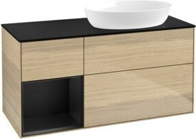 V&B Waschtischunterschrank Finion in Blau mit Eichenregal, Breite: 120 cm, Tiefe: 50,1 cm, Höhe: 50,1 cm - Bild 1