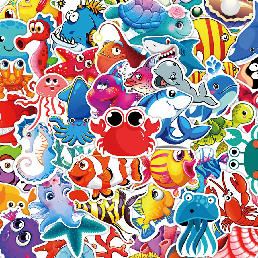 Rspctou Kawaii Meerestiere Cartoon Aufkleber, Wasserdicht, 10/30/50 stücke - Bild 1