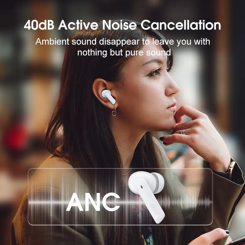 QCY HT05 Melobuds ANC Kabellose In-Ear Kopfhörer mit Bluetooth 5.2, 40dB Active Noise Cancelling, 6 Mikrofone für KI-verbesserte Anrufe und Transparenzmodus, Schwarz - Bild 2