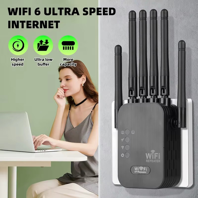 Regaton High Gain 300M WLAN-Signalverstärker Single-Band 2,4GHz Drahtloser Repeater in Schwarz - Bild 5