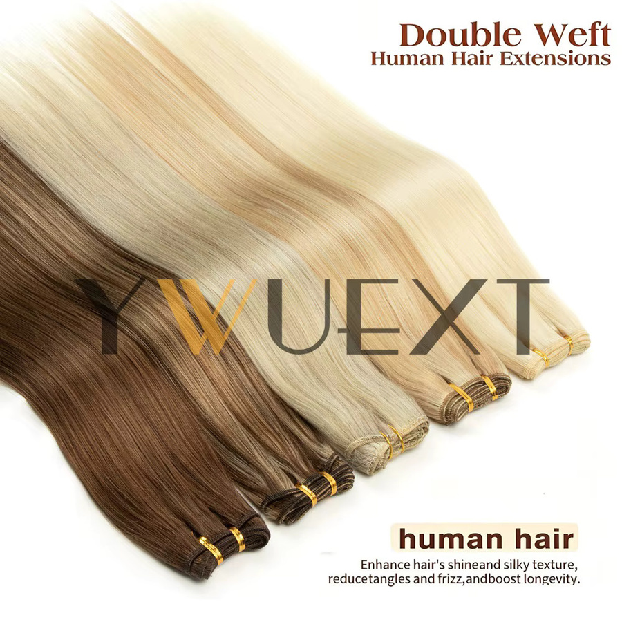 YWUEXT Echthaar-Tressenverlängerungen, glatt, blonde Haarbündel, 50g, Damen - Bild 3