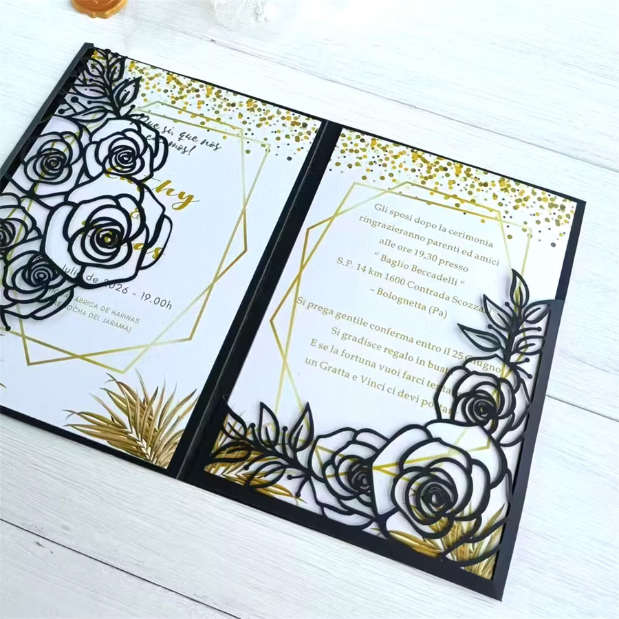 50 Stück Blumen-Laser-Einladungskarten-Ordner mit Taschenumschlag von Msinvitation Store für Hochzeit, Verlobung oder Geburtstag - Bild 2