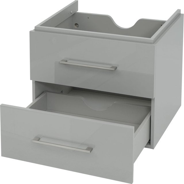 MCW Premium Waschbeckenunterschrank D16 in Grau, Hochglanz Badmöbel, Breite: 60 cm, Höhe: 50 cm, Tiefe: 46 cm - Bild 1