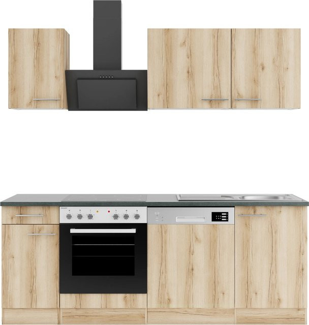 OPTIFIT Livorno290 Küchenzeile in Wildeiche Nachbildung mit Anthrazit, Breite: 210 cm - Bild 1