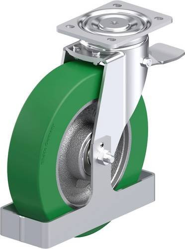 Blickle Stahlblech-Lenkrolle LH-GST 250K-ST-FS in Silber und Grün mit 250 mm Rad-Durchmesser und 900 kg Tragfähigkeit - Bild 1