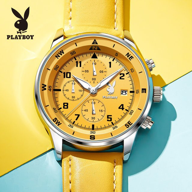 PLAYBOY Chronograph Armbanduhr, Quarz, Leder, Herren - Bild 1