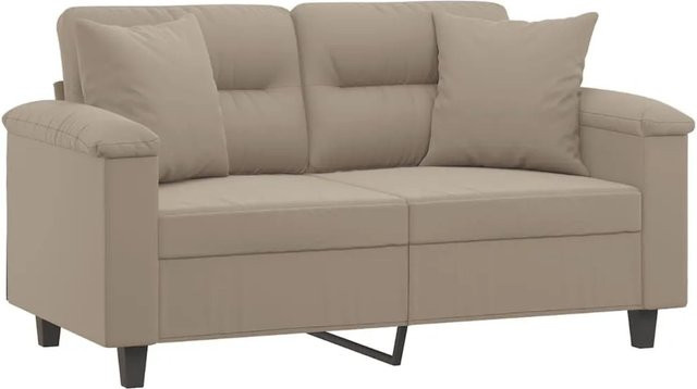 vidaXL 2-Sitzer-Sofa in Beige aus Mikrofasergewebe mit Kissen und Metallrahmen für dein Wohnzimmer - Bild 1