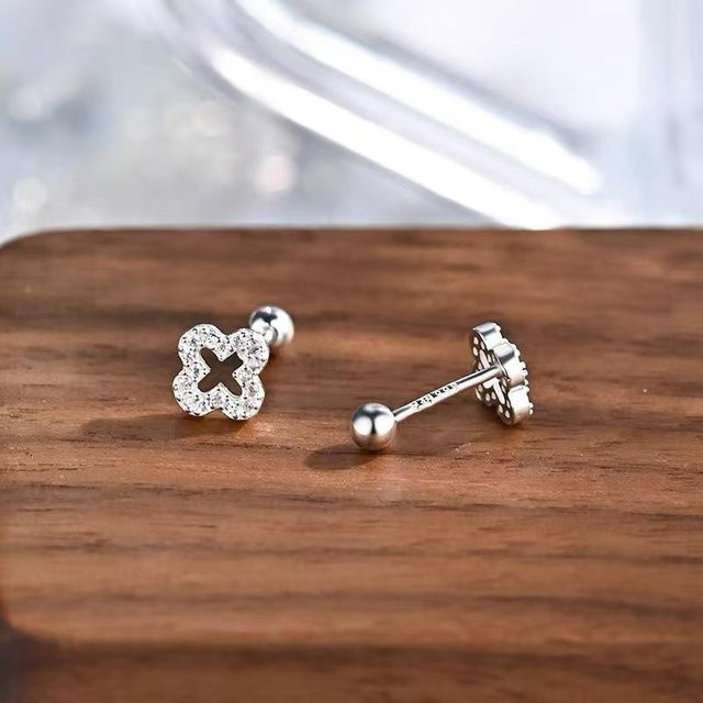 Ohrring-Set Kleeblatt, 925 Silber, Zirkonia, Damen, brown - Bild 1