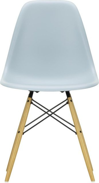 Vitra DSW Eames Plastic Side Chair in Blau mit Holzbeinen und mattem Kunststoff - Bild 1