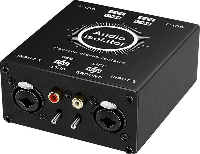TITAK Audio-Isolator Schwarz mit 6,5 mm Klinke und XLR RCA als Strom-Akustikfilter für Mixer und Live-Übertragungen - Bild 1