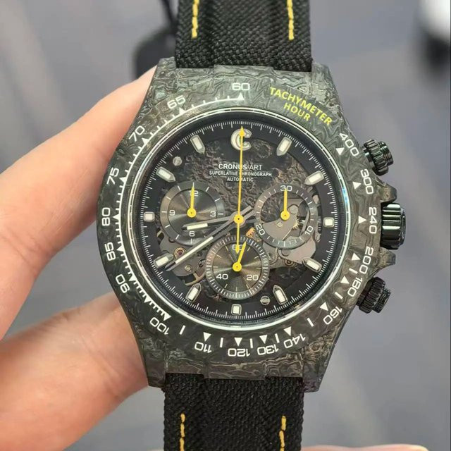 CRONUSART Chronograph, Automatik, 40 mm, Herren, Lederarmband, Schwarz - Bild 1