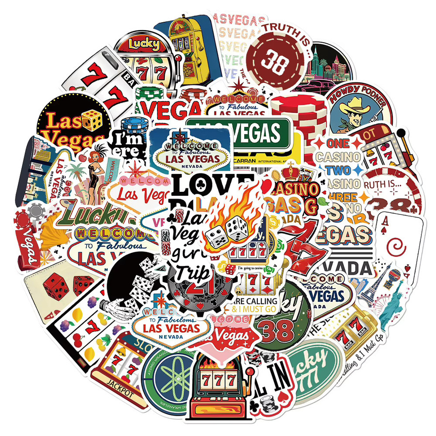 Charile Vintage Las Vegas Aufkleber Set, wasserdichte Retro Sticker für Laptop, Telefon, Skateboard und Auto, Mehrfarbig - Bild 2