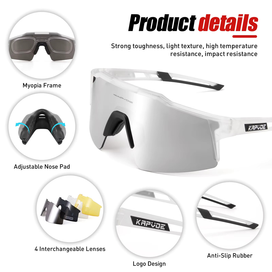 Kapvoe Sportsonnenbrille, Unisex, Vollrand, Kunststoff - Bild 4