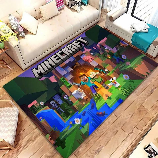 AISILK MOON Minecraft Teppich mit 3D-Druck, rutschfest und waschbar, bunt, B/T: 80 x 140 cm - Bild 1