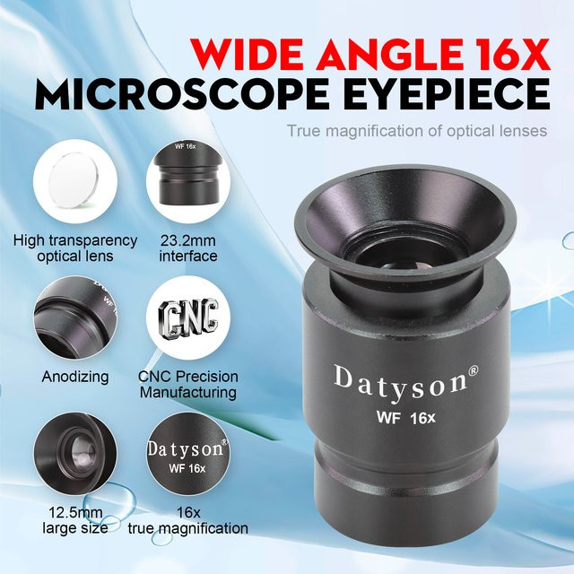 Datyson WF16X Mikroskop-Okular in Schwarz, 23,2 mm Weitfeld-Ganzmetall-Augenschutz für biologische Zusammengesetzte Mikroskope - Bild 1