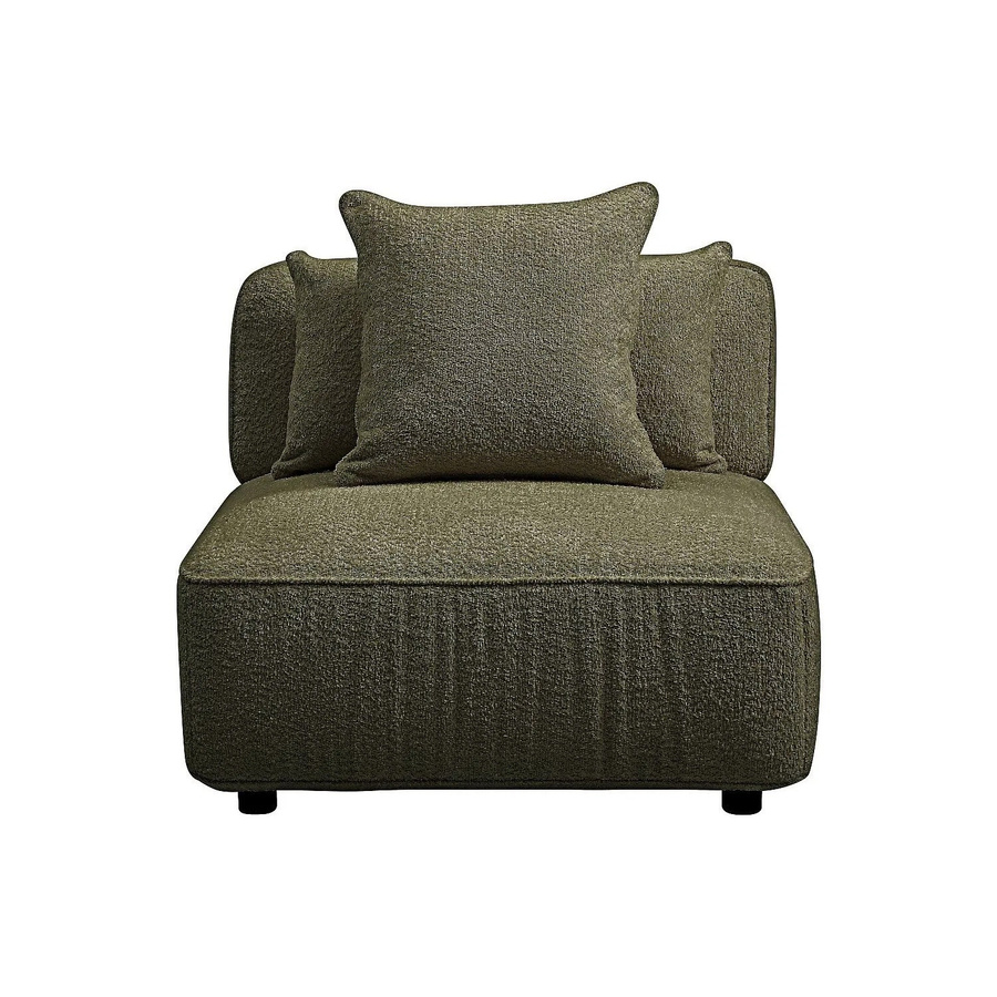 Lelaco Sessel mit gerader Rückenlehne in Khaki aus Bouclé-Stoff, Höhe: 91 cm, Breite: 105 cm, Tiefe: 74 cm - Bild 2