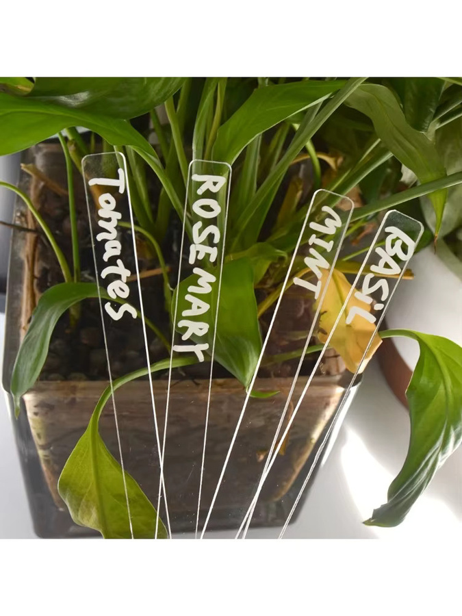 12 Stück transparente Acryl-Pflanzenetiketten aus Kunststoff, wasserdichte und wiederverwendbare Gartenmarkierungen für Topfpflanzen im Innen- und Außenbereich - Bild 4