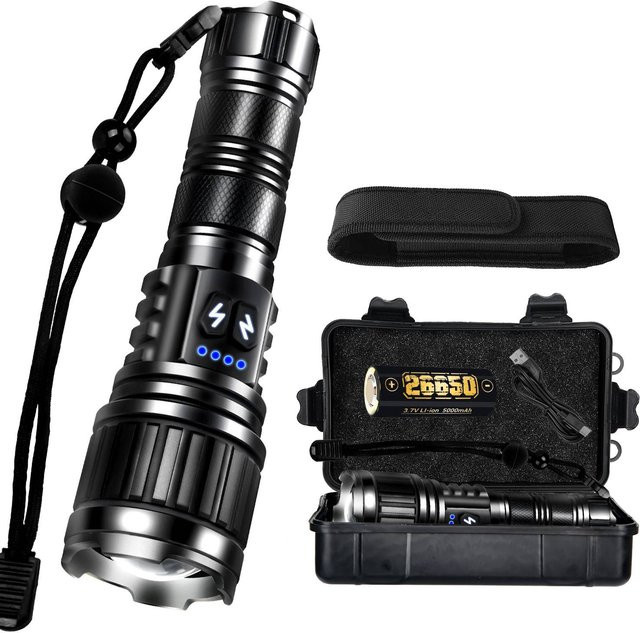 XIWANGFIRE Wiederaufladbare LED-Taschenlampe mit 2000 lm und großer Reichweite für Notfälle und Camping - Bild 1