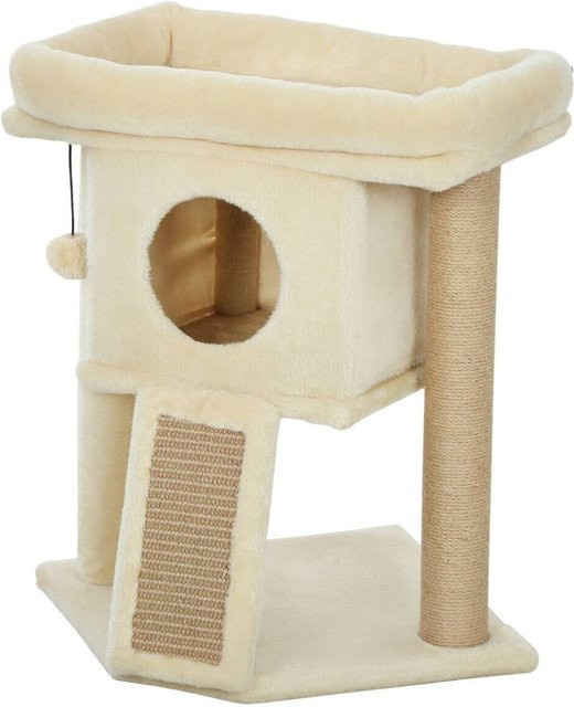PawHut Kratzbaum Beige mit Katzenhöhle und Spielball, B/T/H: 40 x 40 x 57 cm - Bild 1