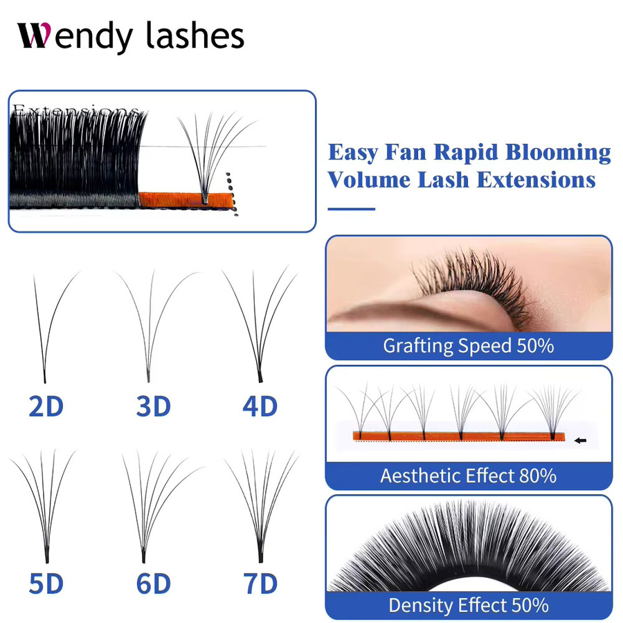 Wendy Lashes Easy Fanning Volume Wimpernverlängerung, Black, Natürlich - Bild 5